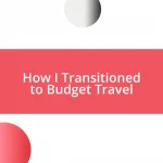 How I Transitioned to Budget Travel
